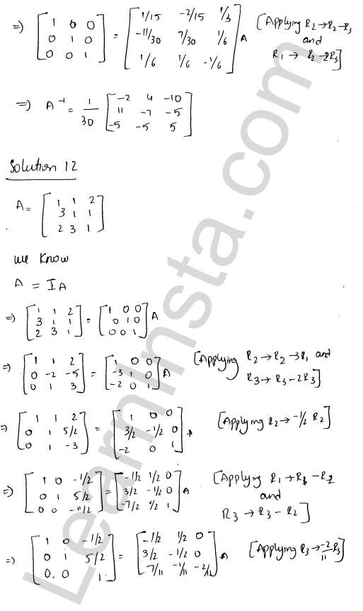 RD Sharma Class 12 Solutions Chapter 7 Adjoint and Inverse of a Matrix Ex 7.2 1.11