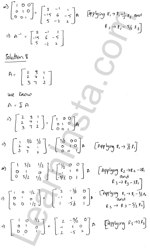 RD Sharma Class 12 Solutions Chapter 7 Adjoint and Inverse of a Matrix Ex 7.2 1.7
