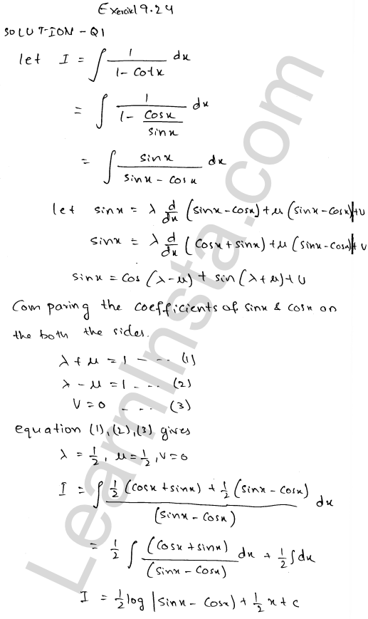 RD Sharma Class 12 Solutions Chapter 19 Indefinite Integrals Ex 19.24 1.1