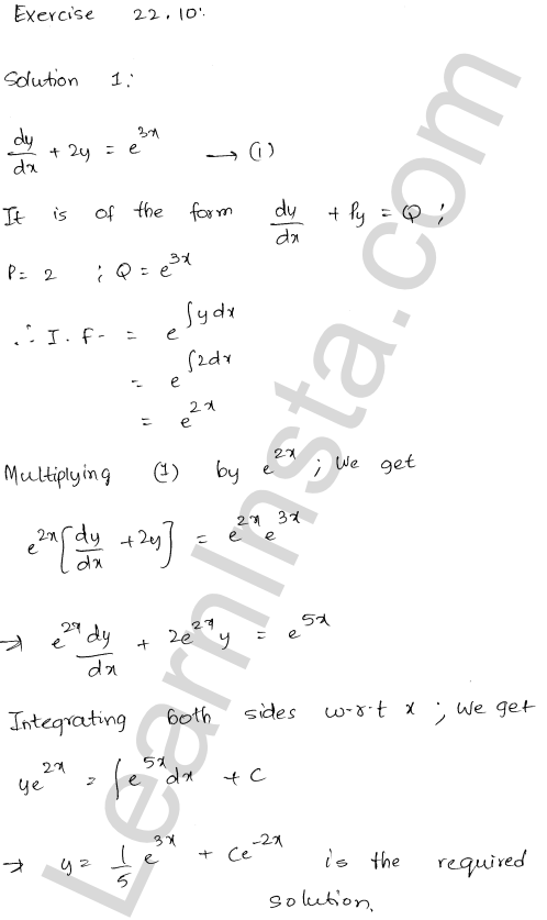 RD Sharma Class 12 Solutions Chapter 22 Differential Equations Ex 22.10 1.1