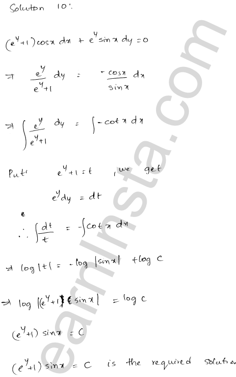 RD Sharma Class 12 Solutions Chapter 22 Differential Equations Ex 22.7 1.6