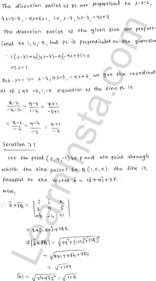 RD Sharma Class 12 Solutions Chapter 28 Straight line in space Ex 28.4 1.7