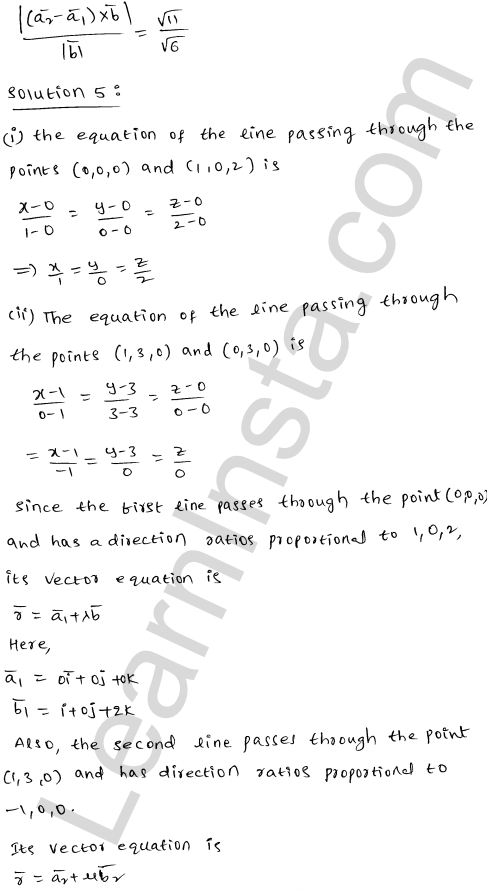RD Sharma Class 12 Solutions Chapter 28 Straight line in space Ex 28.5 1.18