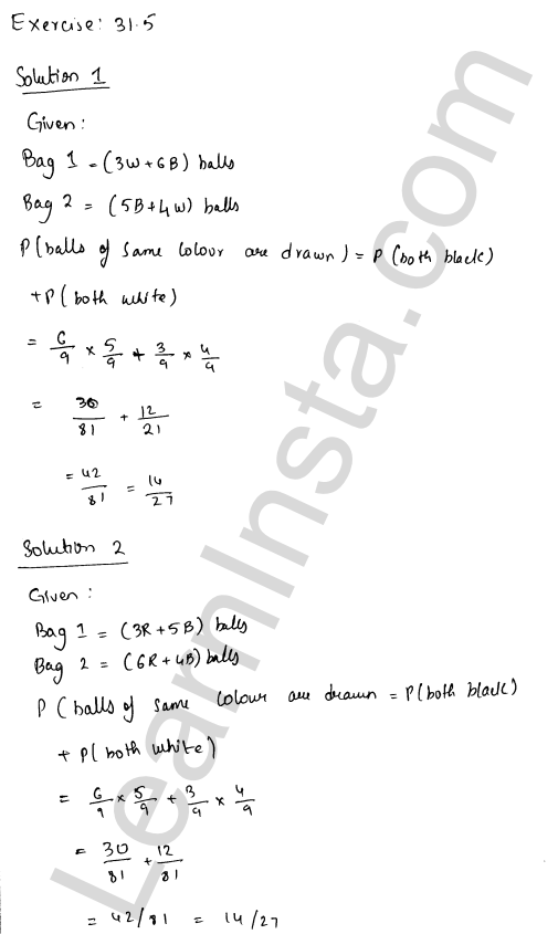 RD Sharma Class 12 Solutions Chapter 31 Probability Ex 31.5 1.1