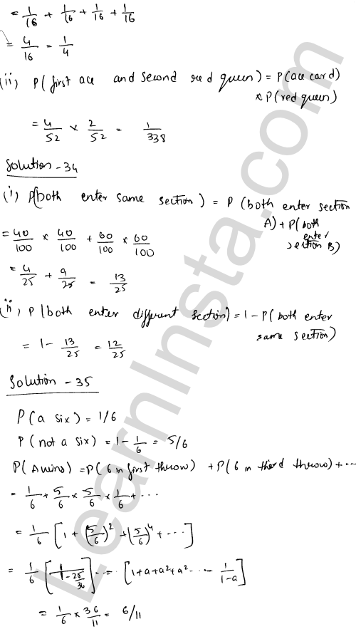 RD Sharma Class 12 Solutions Chapter 31 Probability Ex 31.5 1.24