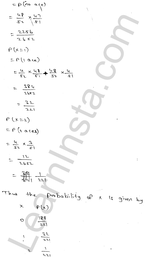 RD Sharma Class 12 Solutions Chapter 32 Mean and variance of a random variable Ex 32.1 1.25
