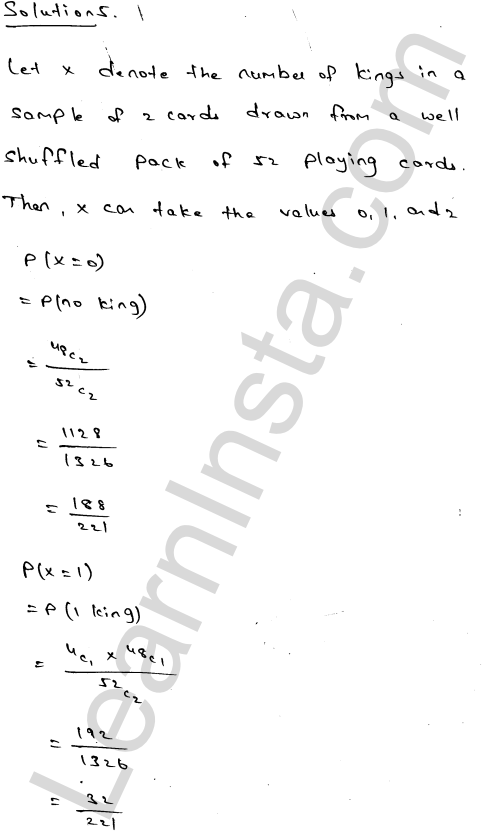 RD Sharma Class 12 Solutions Chapter 32 Mean and variance of a random variable Ex 32.2 1.11