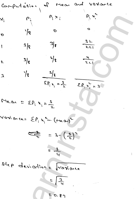 RD Sharma Class 12 Solutions Chapter 32 Mean and variance of a random variable Ex 32.2 1.14
