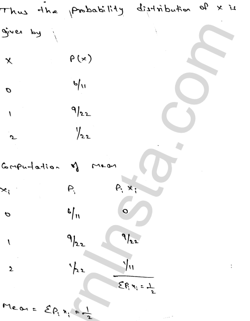 RD Sharma Class 12 Solutions Chapter 32 Mean and variance of a random variable Ex 32.2 1.16