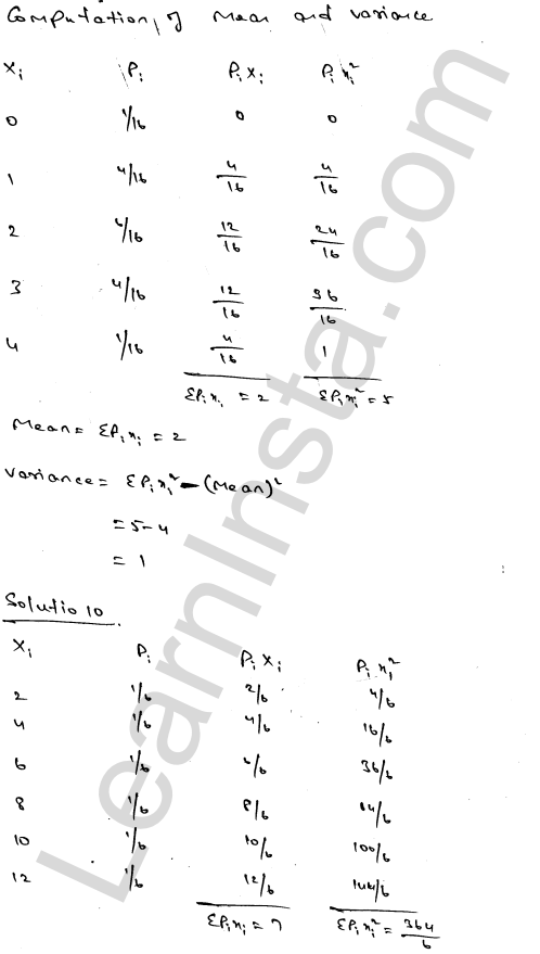 RD Sharma Class 12 Solutions Chapter 32 Mean and variance of a random variable Ex 32.2 1.19