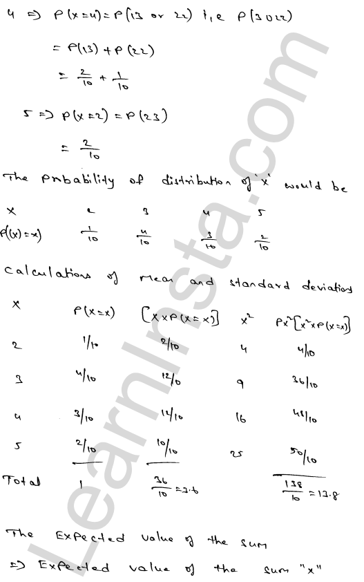 RD Sharma Class 12 Solutions Chapter 32 Mean and variance of a random variable Ex 32.2 1.27