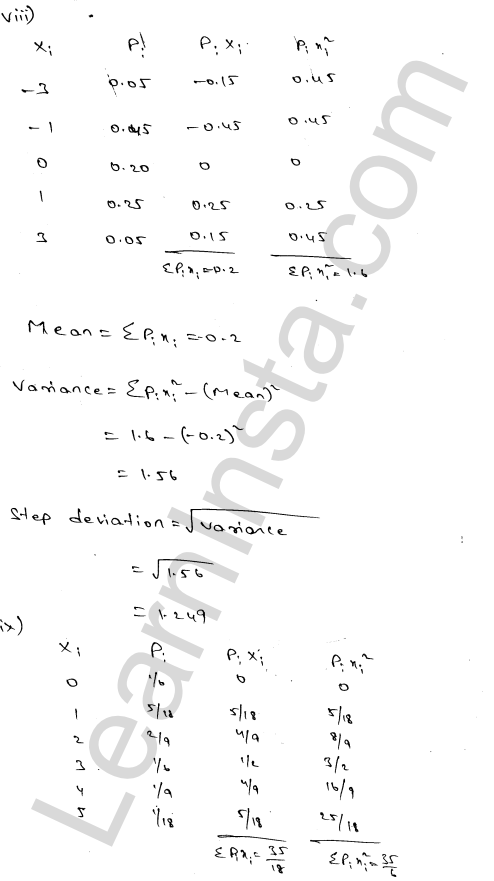 RD Sharma Class 12 Solutions Chapter 32 Mean and variance of a random variable Ex 32.2 1.6
