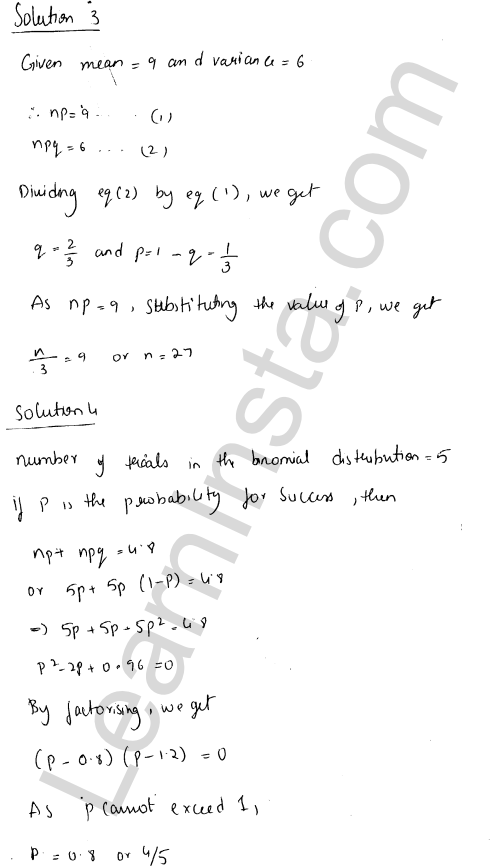 RD Sharma Class 12 Solutions Chapter 33 Binomial Distribution Ex 33.2 1.3