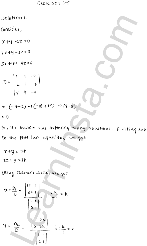 RD Sharma Class 12 Solutions Chapter 6 Determinants Ex 6.5 1.1