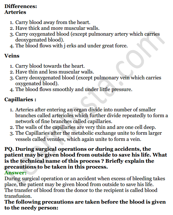 Selina Concise Biology Class 6 ICSE Solutions Chapter 6 The Circulatory System 7