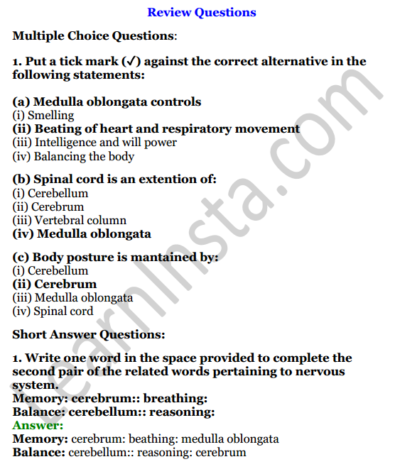 Selina Concise Biology Class 7 ICSE Solutions Chapter 6 Nervous System 1