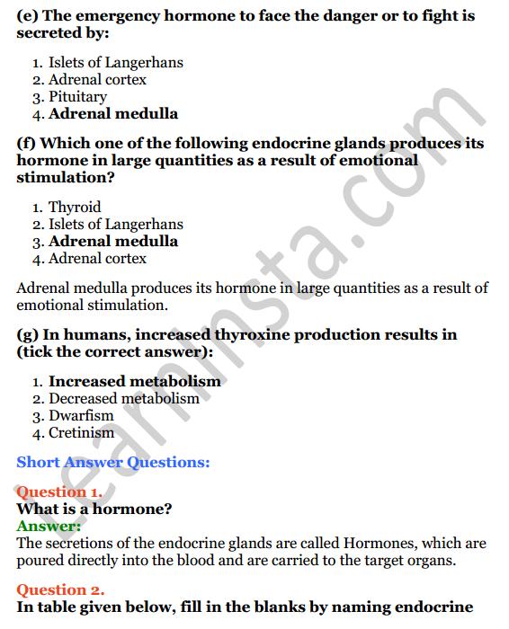 Selina Concise Biology Class 8 ICSE Solutions Chapter 5 Endocrine System and Adolescence 2