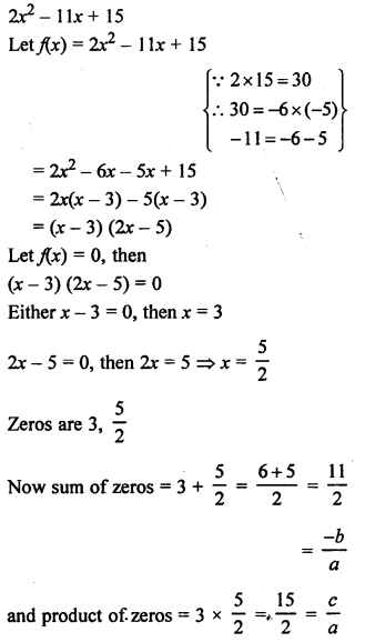 RS Aggarwal Class 10 Solutions Chapter 2 Polynomials Ex 2A 11