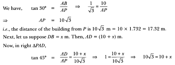 Some Applications of Trigonometry Class 10 Extra Questions Maths Chapter 9 with Solutions Answers 15