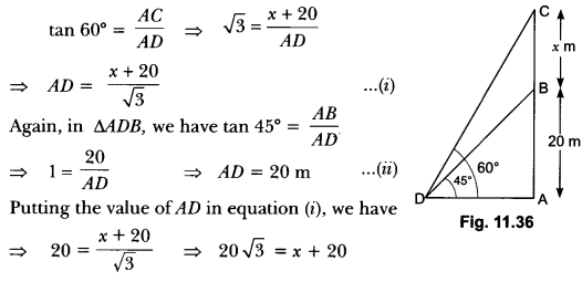 Some Applications of Trigonometry Class 10 Extra Questions Maths Chapter 9 with Solutions Answers 28