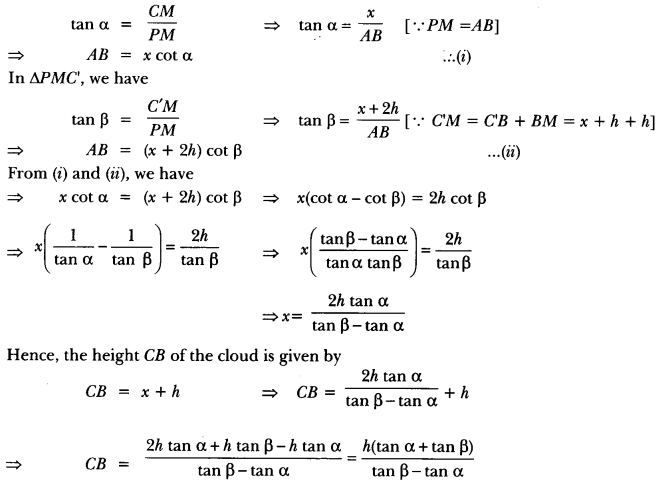 Some Applications of Trigonometry Class 10 Extra Questions Maths Chapter 9 with Solutions Answers 69