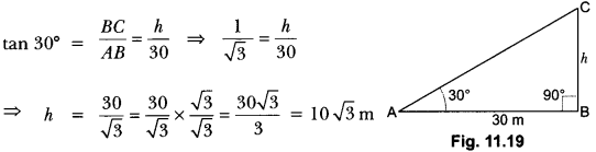 Some Applications of Trigonometry Class 10 Extra Questions Maths Chapter 9 with Solutions Answers 7