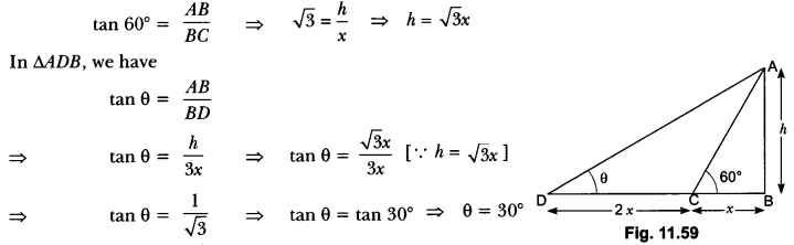 Some Applications of Trigonometry Class 10 Extra Questions Maths Chapter 9 with Solutions Answers 70