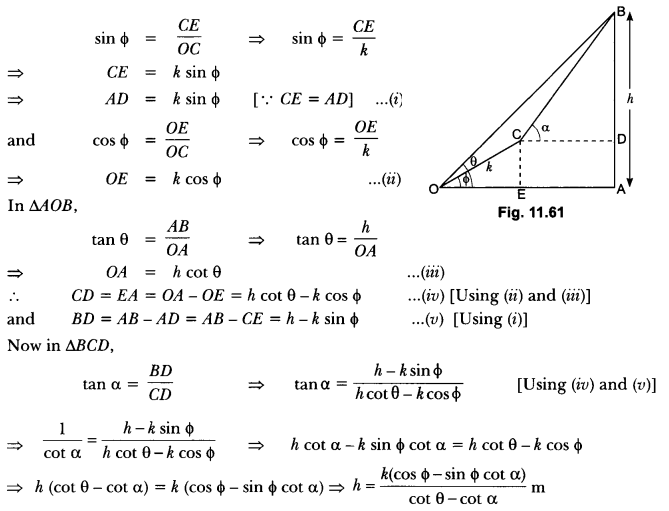 Some Applications of Trigonometry Class 10 Extra Questions Maths Chapter 9 with Solutions Answers 72
