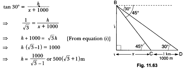 Some Applications of Trigonometry Class 10 Extra Questions Maths Chapter 9 with Solutions Answers 74