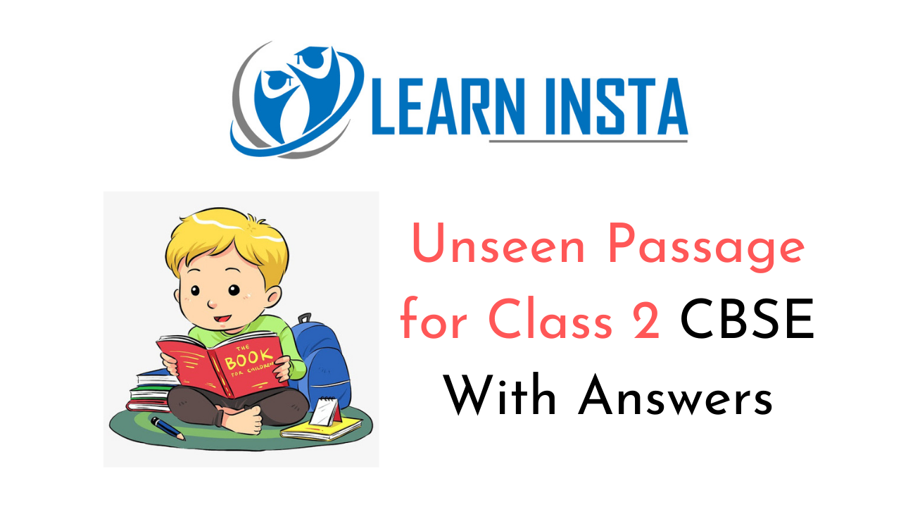 Unseen Passage Worksheet Exercises for Class 2 Examples with Answers CBSE 1