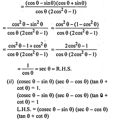 ML Aggarwal Class 10 Solutions for ICSE Maths Chapter 18 Trigonometric Identities Chapter Test Q5.1