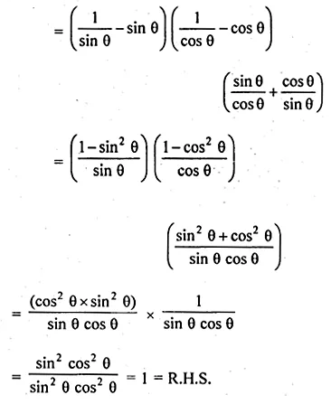 ML Aggarwal Class 10 Solutions for ICSE Maths Chapter 18 Trigonometric Identities Chapter Test Q5.2