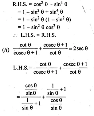 ML Aggarwal Class 10 Solutions for ICSE Maths Chapter 18 Trigonometric Identities Chapter Test Q6.1