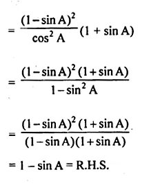 ML Aggarwal Class 10 Solutions for ICSE Maths Chapter 18 Trigonometric Identities Chapter Test Q8.2