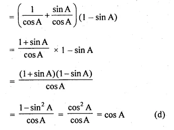 ML Aggarwal Class 10 Solutions for ICSE Maths Chapter 18 Trigonometric Identities MCQS Q5.1