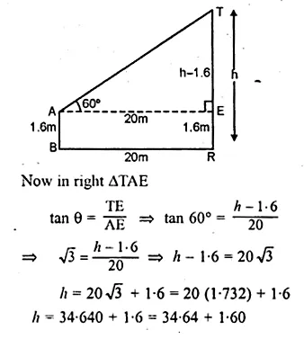 ML Aggarwal Class 10 Solutions for ICSE Maths Chapter 20 Heights and Distances Chapter Test Q4.1