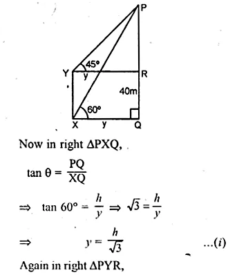ML Aggarwal Class 10 Solutions for ICSE Maths Chapter 20 Heights and Distances Chapter Test Q6.2