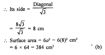 RD Sharma Class 9 Solutions Chapter 18 Surface Areas and Volume of a Cuboid and Cube MCQS Q3.1