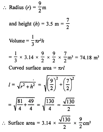 RD Sharma Class 9 Solutions Chapter 20 Surface Areas and Volume of A Right Circular Cone Ex 20.2 Q9.1