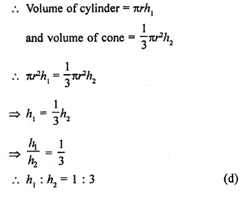 RD Sharma Class 9 Solutions Chapter 20 Surface Areas and Volume of A Right Circular Cone MCQS Q10.1