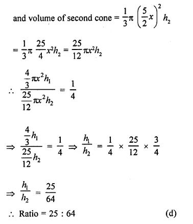 RD Sharma Class 9 Solutions Chapter 20 Surface Areas and Volume of A Right Circular Cone MCQS Q6.2