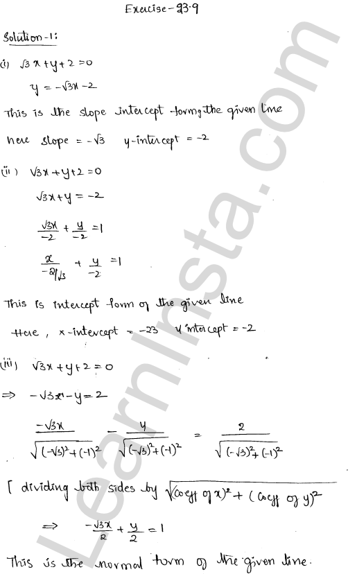 RD Sharma Class 11 Solutions Chapter 23 The Straight Lines Ex 23.9 1.1