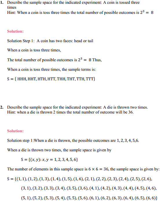 NCERT Solutions for Class 11 Maths Chapter 16 Probability Ex 16.1 1